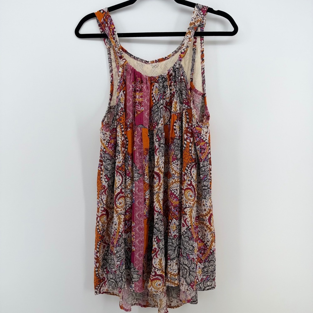 Free People Intimately Boho Patchwork Lace Tunic Tank Oversized XS Festival - Picture 4 of 7